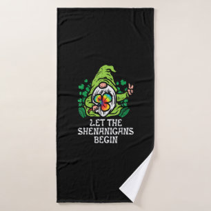 Gnome Tie Dye Shamrock Let Shenanigans Begin St Pa Bath Towel