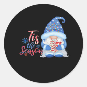 Gnome Tis The Season Classic Round Sticker