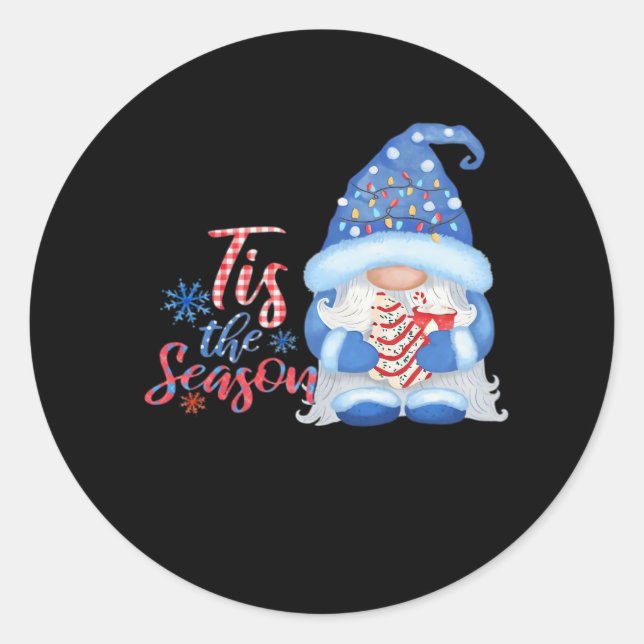 Gnome Tis The Season  Classic Round Sticker (Front)