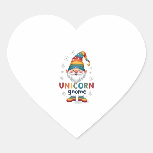 Gnome Unicorn Shirt Family Matching Group Christma Heart Sticker (Front)