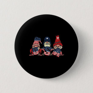 Gnome Usa 4th Of July Cute American Flag Independe 6 Cm Round Badge