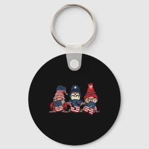 Gnome Usa 4th Of July Cute American Flag Independe Key Ring
