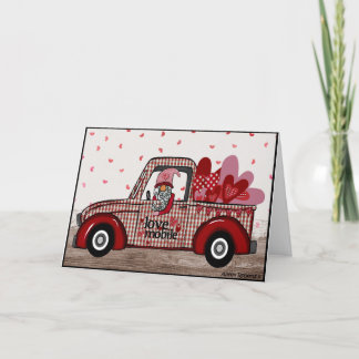Gnome Valentine Card Retro Truck