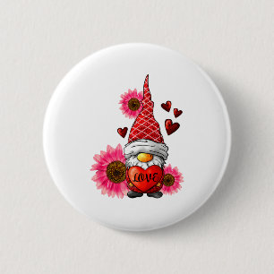 Gnome Valentines Day Cute Gnome Heart Leopard Sunf 6 Cm Round Badge