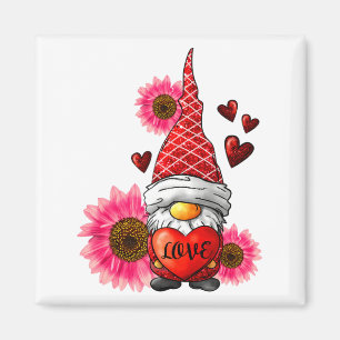 Gnome Valentines Day Cute Gnome Heart Leopard Sunf Magnet