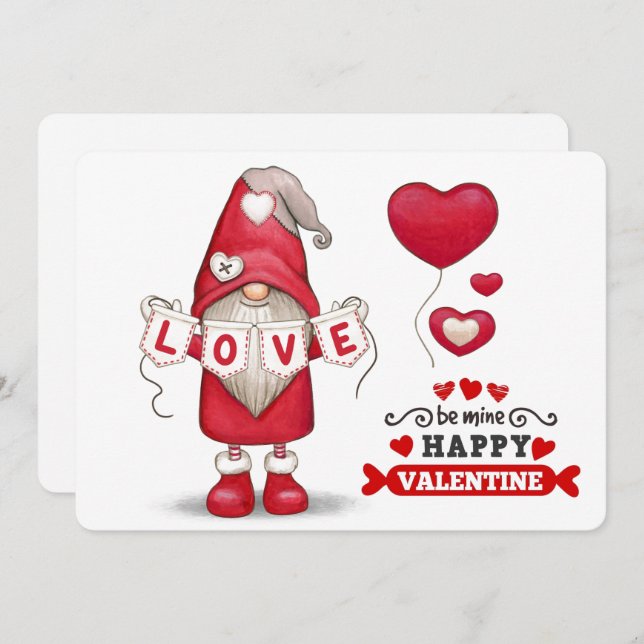 Gnome Valentines Holiday Card (Front/Back)