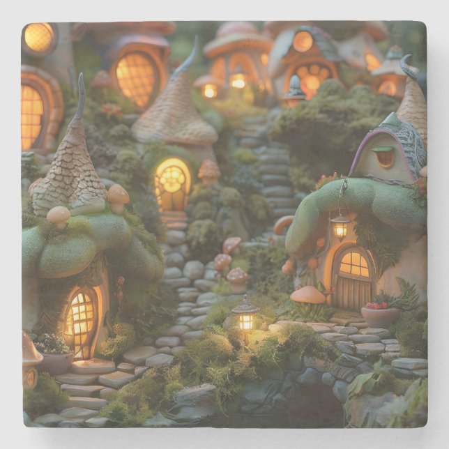 Gnome village stone coaster (Front)