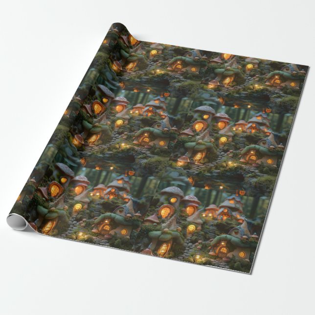 Gnome village wrapping paper (Unrolled)