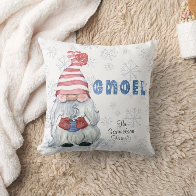 GNOME Watercolor Christmas GNOEL Personalised Cushion (Blanket)