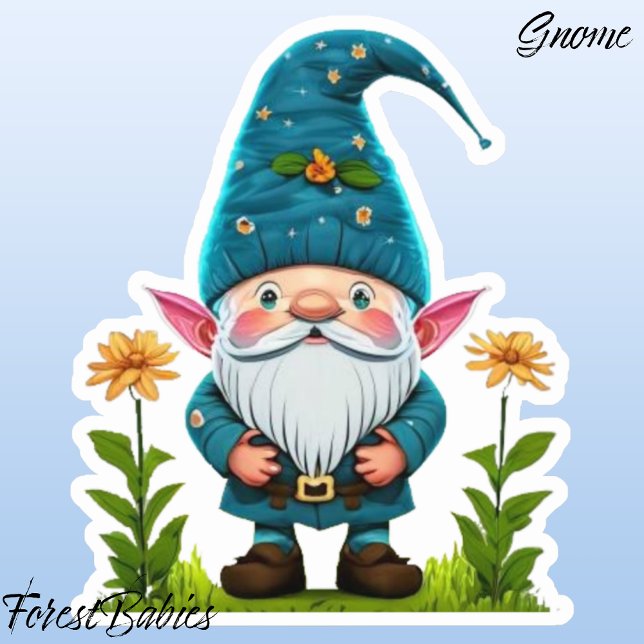 Gnome Whimsical Cute Adorable Gonk Cartoon Graphic (Gnome ForestBabies Sticker)