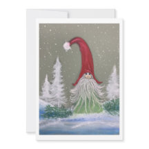 Gnome winter scene Flat Holiday Card