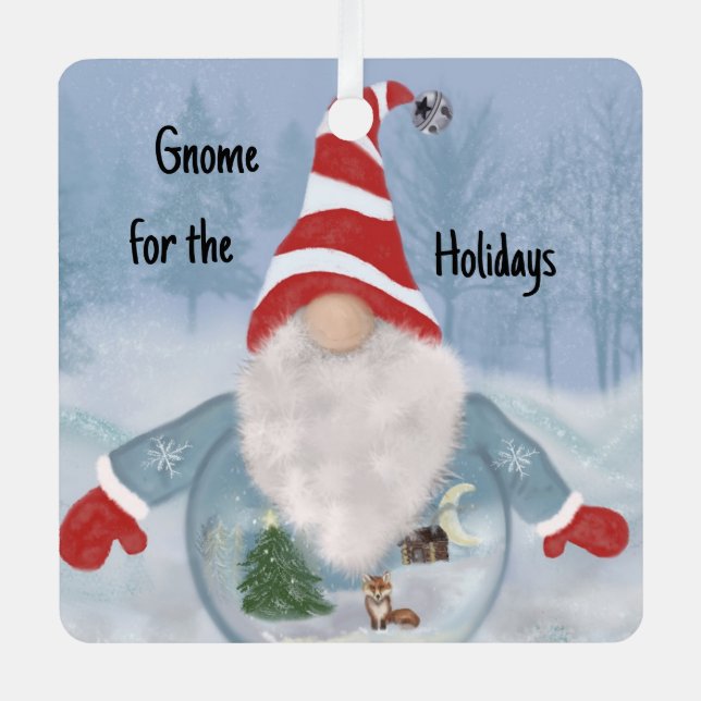 Gnome Winter Wonderland  Metal Tree Decoration (Front)