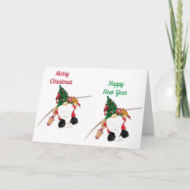 GNOME WISHES FOR CHRISTMAS/NEW YEAR TOO! CARD (Front)