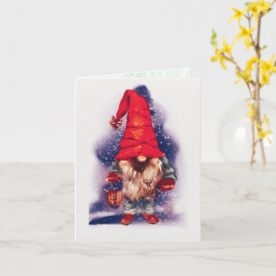 Gnome with a Lantern Christmas Card