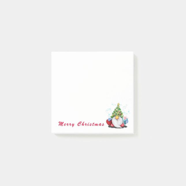 Gnome with Christmas Gift Post-it Notes (Front)