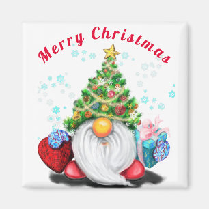 Gnome with Christmas Gifts Magnet