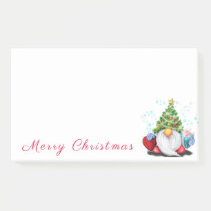 Gnome with Christmas Tree Hat Post it Notes Funny