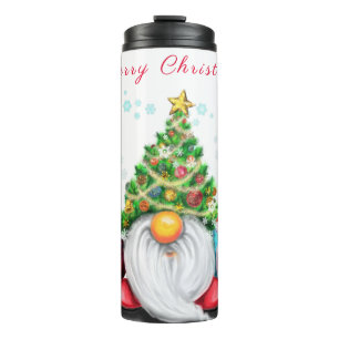 Gnome with Christmas Tree Hat Thermal Tumbler