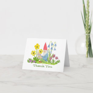 Gnome with Flower Book thank you card
