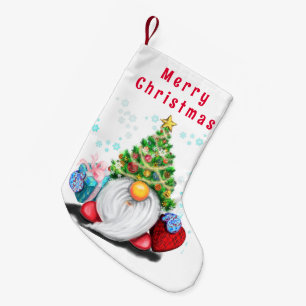 Gnome with Gift Christmas Stocking