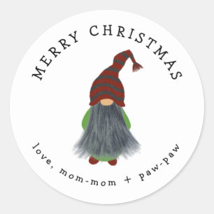Gnome with grey beard Christmas gift sticker