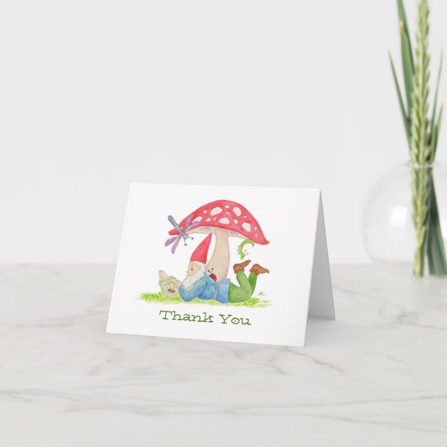 Gnome with Insect Book thank you card (Front)