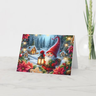 Gnome with Lantern Christmas Holiday Card