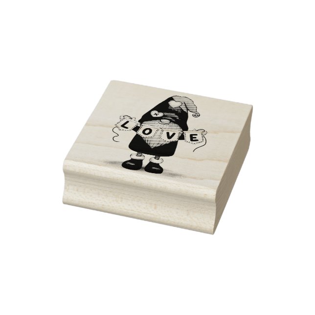 Gnome with Love Banner Rubber Stamp (Stamp)