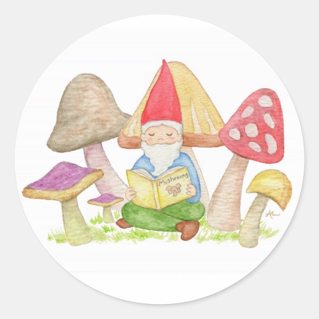 Gnome with Mushrooms sticker (Front)