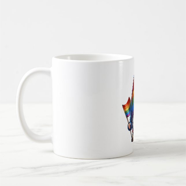 Gnome with Rainbow Flag Coffee Mug (Left)