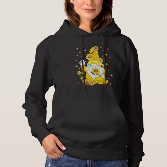 Gnome with Sunflower Floral Hoodie (Front)