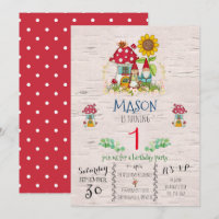 Gnome Woodland Theme Party Invitation