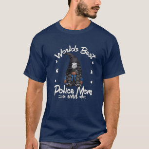 Gnome Worlds Best Police Mom For Proud African Ame T-Shirt