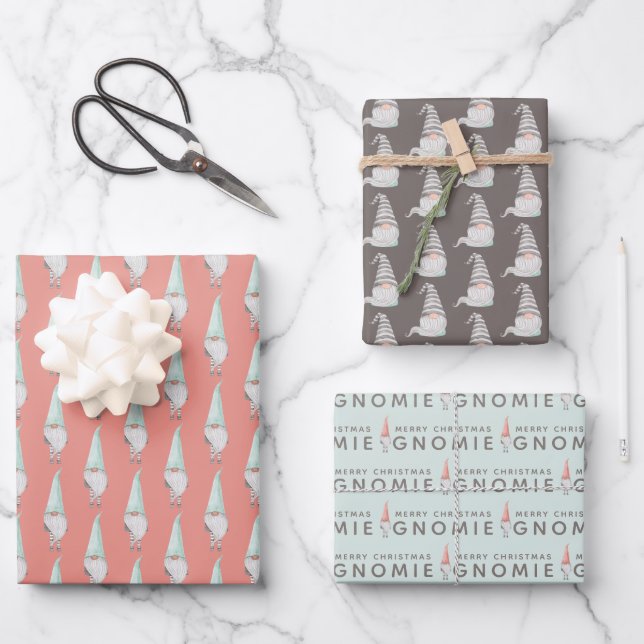 Gnome Wrapping Paper Flat Sheet Set of 3 (Front)