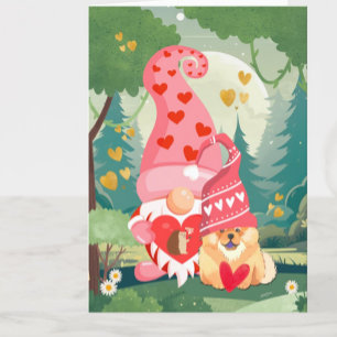 GNOMEBODY LUVS U MORE Chow and gnome valentine Holiday Card