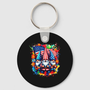 Gnomes 4th Of July American Flag Independence Day Key Ring