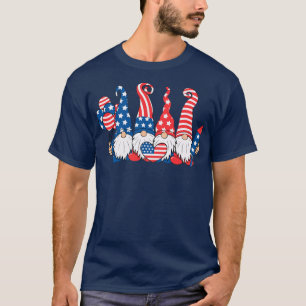 Gnomes 4th Of July Men Women Girls American Flag  T-Shirt