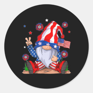 Gnomes 4th Of July Patriotic Gnome Funny American Classic Round Sticker