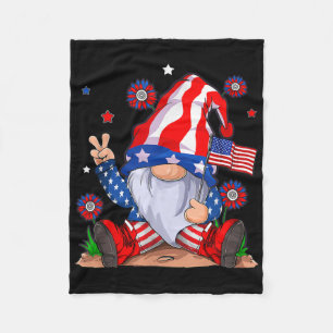 Gnomes 4th Of July Patriotic Gnome Funny American Fleece Blanket