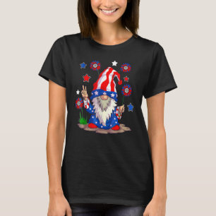 Gnomes 4th Of July Women Gnome  Girls American Fla T-Shirt