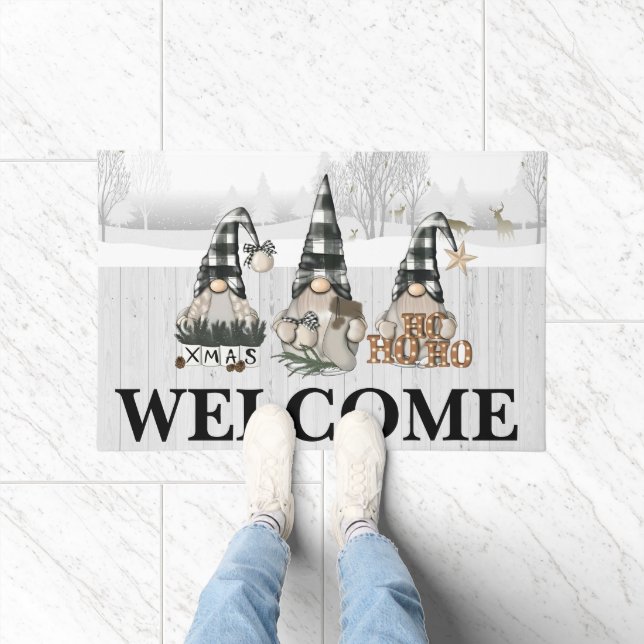 Gnomes and Deer Welcome  Doormat (Indoor)