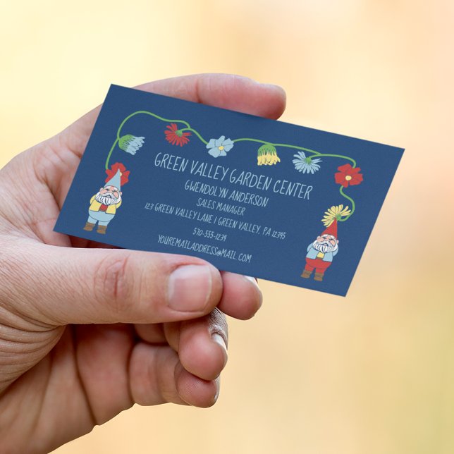 Gnomes and Flowers Custom Garden Centre Business Card (Creator Uploaded)