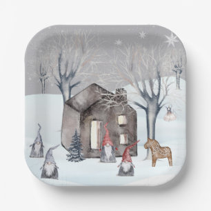 Gnomes and Trees Paper Plate