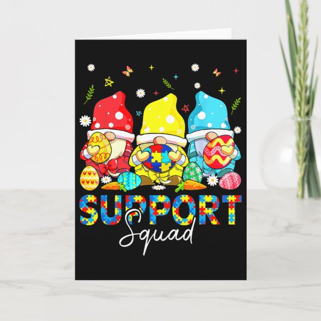 Gnomes Autism Awareness Shirts Support Squad Easte Card (Front)