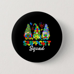 Gnomes Autism Awareness Support Squad Blue Ribbon 6 Cm Round Badge