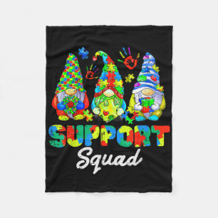 Gnomes Autism Awareness Support Squad Blue Ribbon  Fleece Blanket