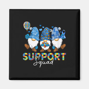 Gnomes Autism Awareness Support Squad Blue Ribbon Magnet