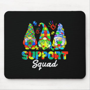 Gnomes Autism Awareness Support Squad Blue Ribbon Mouse Pad