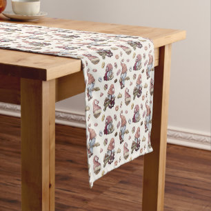 Gnomes Baking Cupcakes Doughnuts Trendy Adorable Short Table Runner