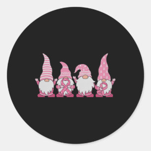 Gnomes Breast Cancer Awareness Peace Lover Gift Classic Round Sticker